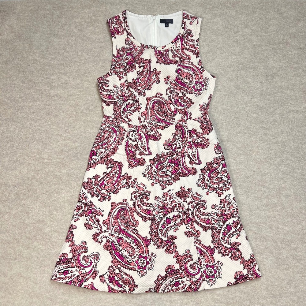 Y2K 90'e The Limited Pink Paisley Piqué Sleeveless Fit and Flare Dress Sz 2 EUC
